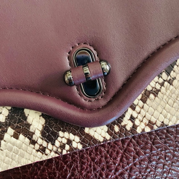 SOLD Rebecca Minkoff Shoulder Bag Snake Print Burgundy - Picture 6 of 12